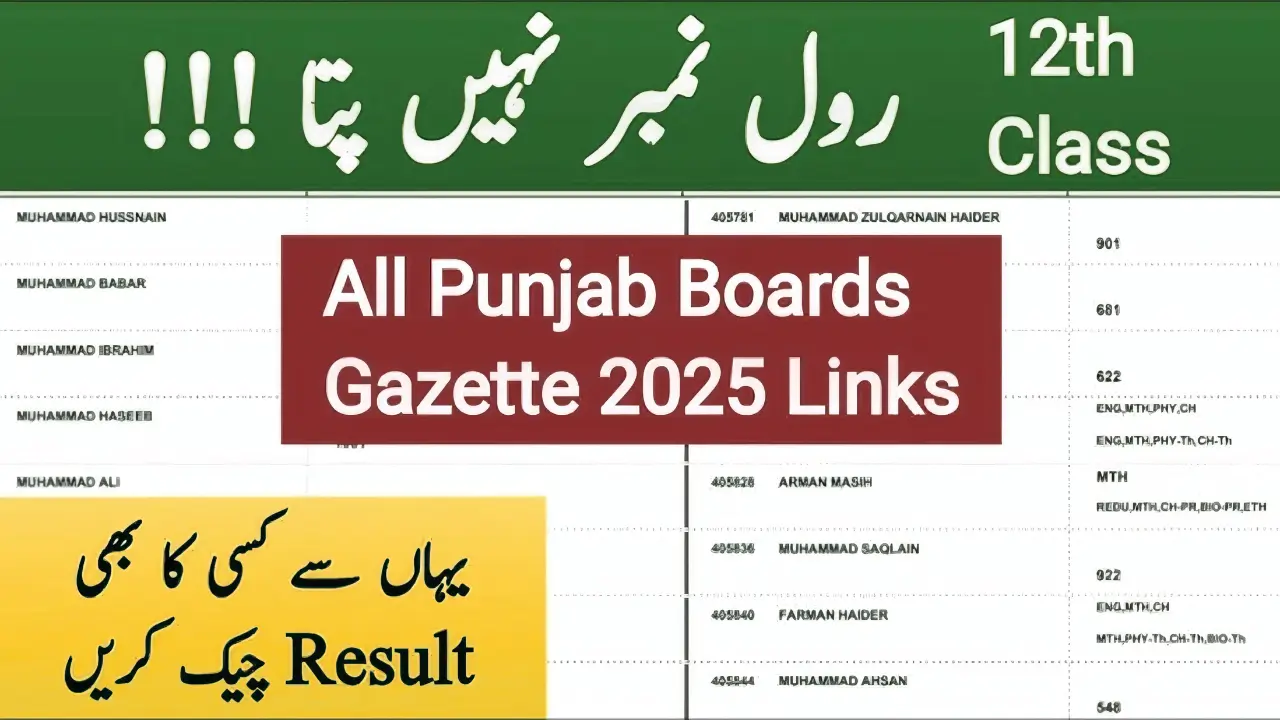 12th Class Gazette 2025 All Punjab Boards