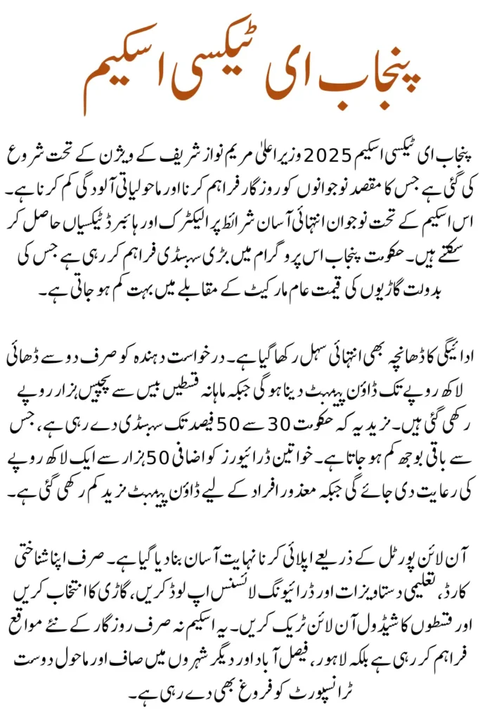 Punjab E-Taxi Scheme Payment Structure and How to Apply 