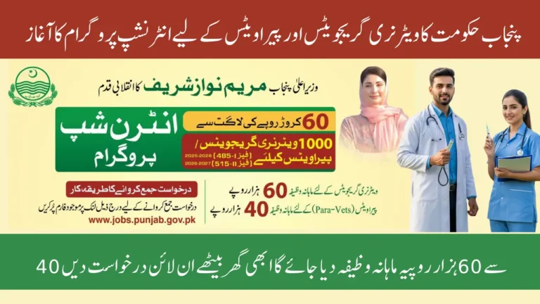 CM Punjab Veterinary Graduates & Para Vets Internship Program Online Apply