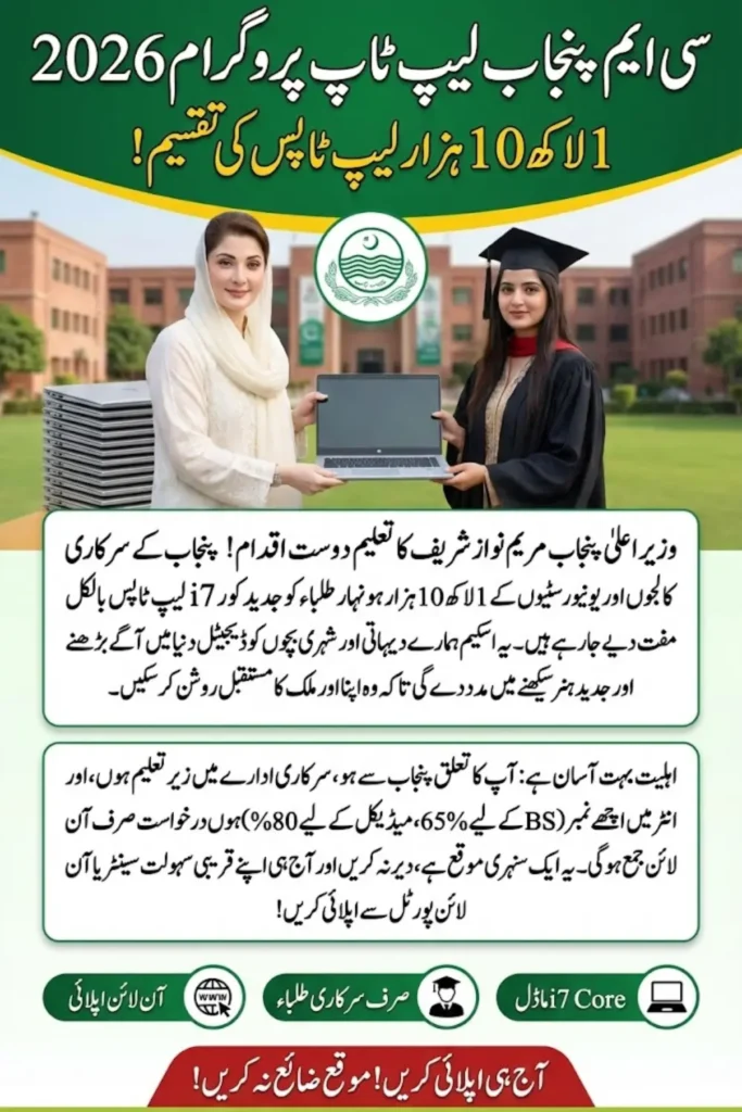 CM Punjab Laptop Program 2026 Online Registration and Eligibility for Students